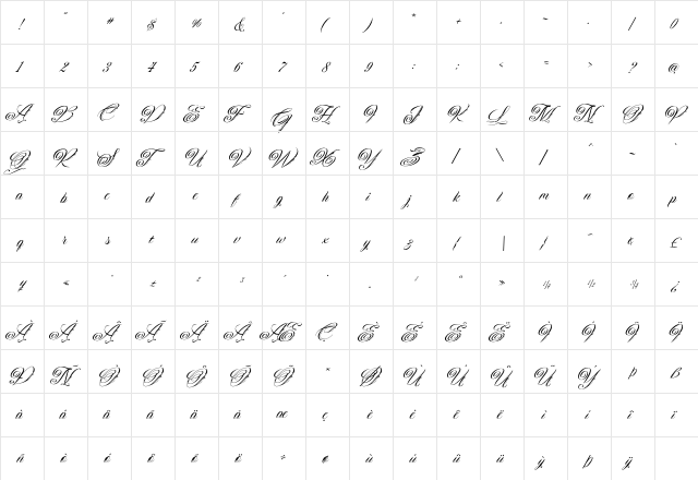Gibrael Regular  glyph index