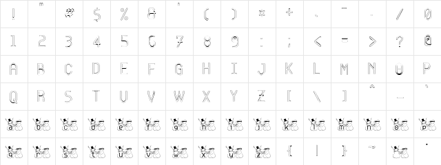 FrostyReception Regular  glyph index