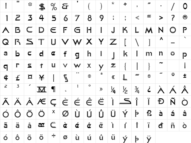 Khan AlreadyFilled  glyph index