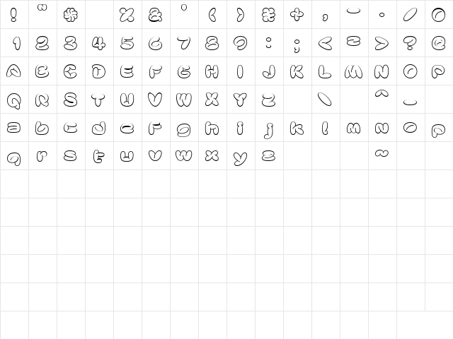 FatfontOutline Regular  glyph index