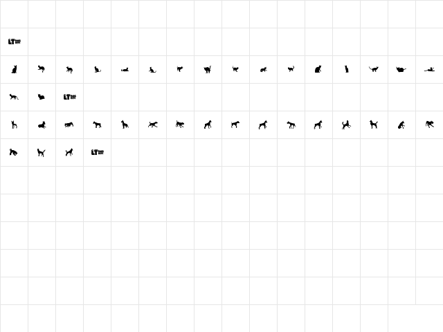 Cats vs Dogs LT Regular  glyph index