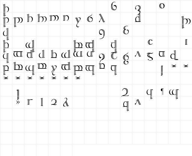 Tengwar Quenya-2 Regular  glyph index