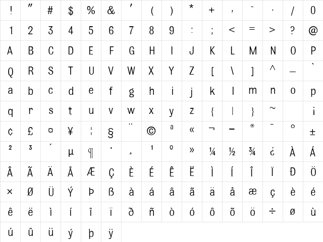 Bulldog Regular  glyph index