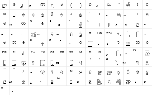 CE TRANSPARENT Bold  glyph index