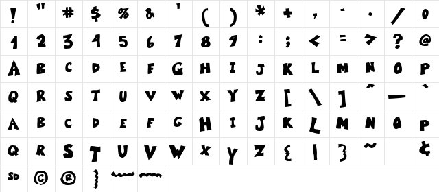 Kartoone Solid Regular  glyph index