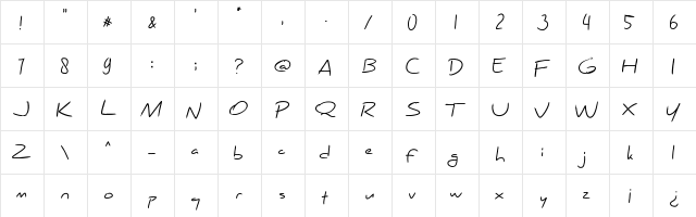 Kuashe Regular  glyph index