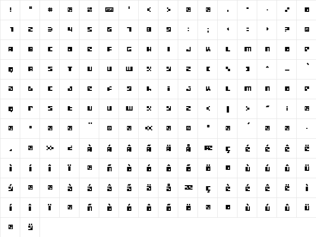 Metroplex Regular  glyph index