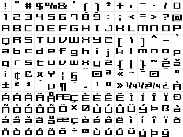 FFF Estudio Bold Regular  glyph index