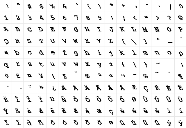 FZ WACKY 35 LEFTY Normal  glyph index