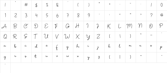 Sentay Regular  glyph index