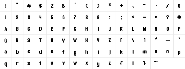Stines Regular  glyph index