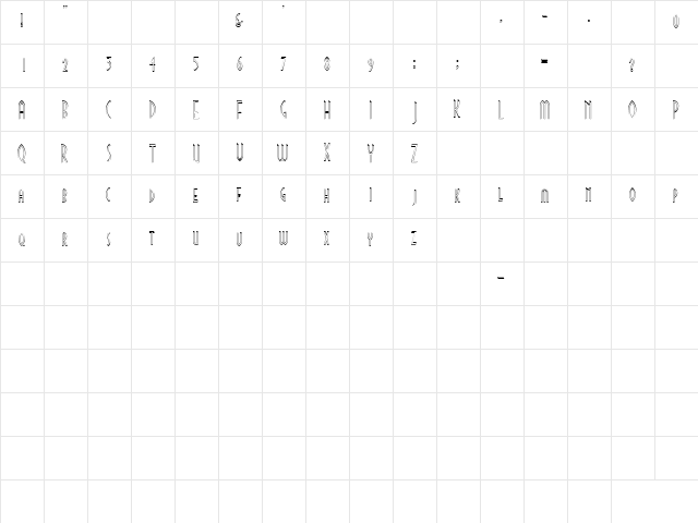 CinemaOutline Regular  glyph index