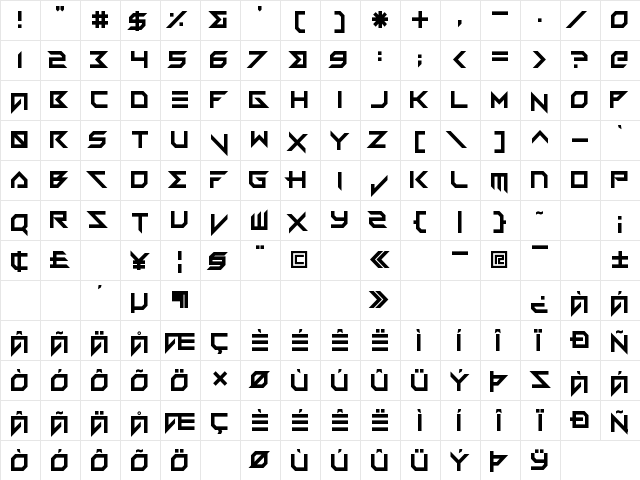 Vermin Vibes 3 Regular  glyph index