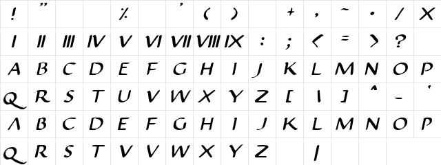 Alan Paine Regular  glyph index