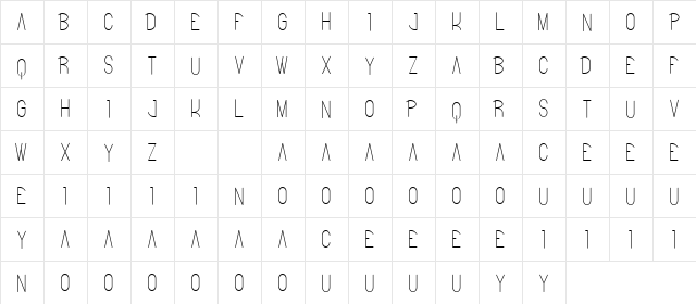Bitter Space Demo Light  glyph index