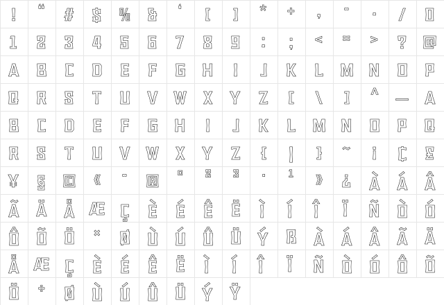VEMBAZAX RM OUTLINE Regular  glyph index