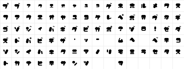 FancyBalloons Regular  glyph index