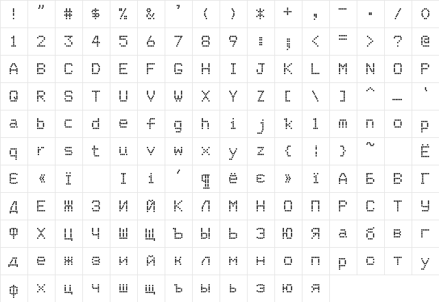 Matricha Regular  glyph index
