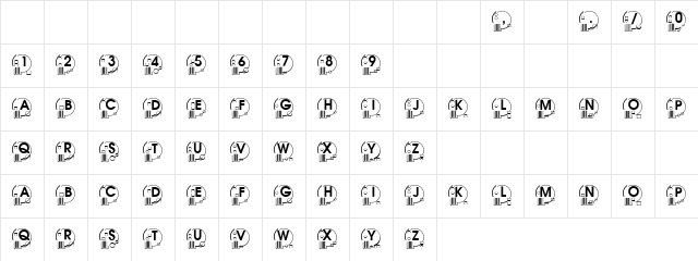 Canvas Regular  glyph index