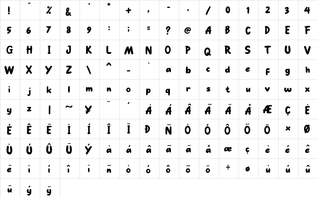 Go Mocha Regular  glyph index