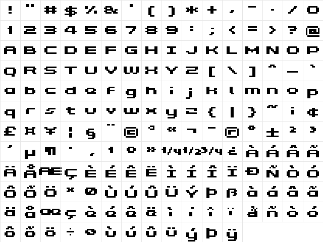 Grixel Kyrou 5 Wide Bold Xtnd Regular  glyph index