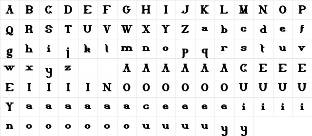 Delith Demo Bold  glyph index