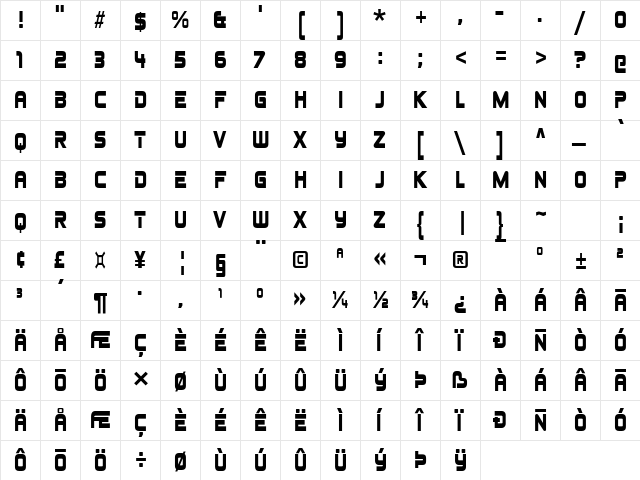 Johnny Fever Regular  glyph index