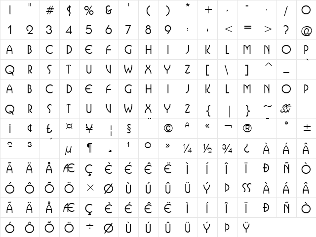 Isolat SSi Regular  glyph index