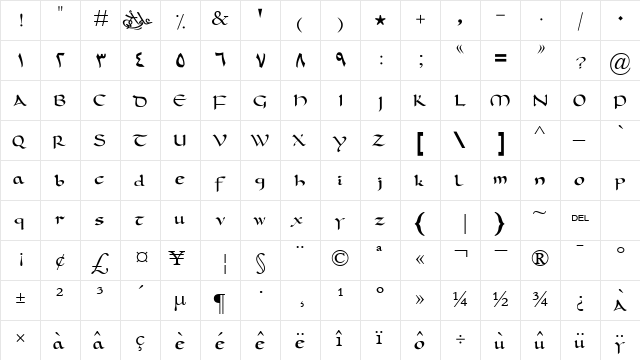 Boahmed Alhour Regular  glyph index