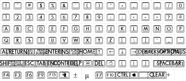 Davy's Big Key Capitals Regular  glyph index