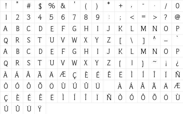 ZincCapsHMK Regular  glyph index