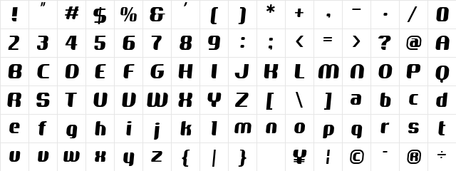 Camellia Bold  glyph index