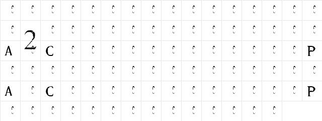 2pac Regular  glyph index