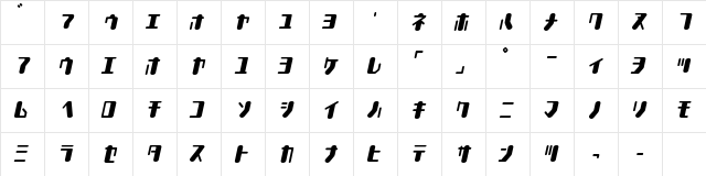 TYPEOUT2097KAT Italic  glyph index