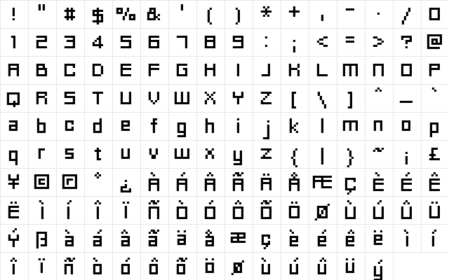 FFF Idea Condensed Regular  glyph index