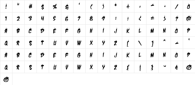 Char BB Regular  glyph index