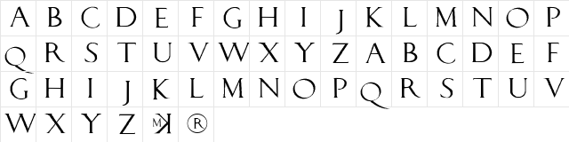 LucaPacioliRough Regular  glyph index