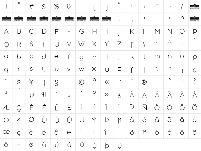 Aristotelica Display Trial XLt Regular  glyph index