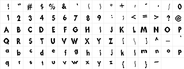 Loopy Letters Regular  glyph index