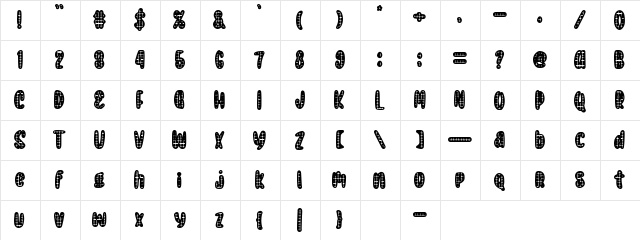 Roboboy Regular  glyph index