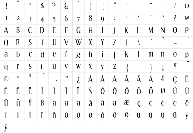 Effloresce Antique  glyph index
