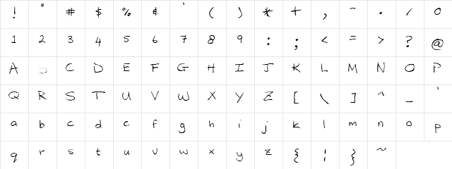 Narinx Regular  glyph index