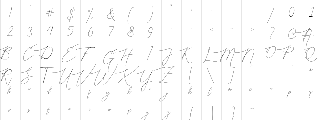 Bellya Vaky Regular  glyph index