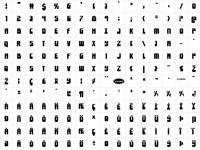 Eldebaran Expanded Expanded  glyph index