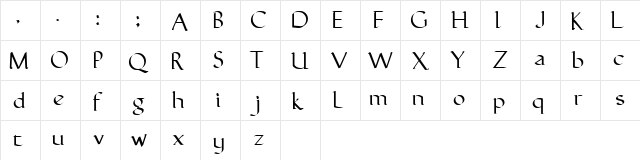 FinalRoman Normal  glyph index