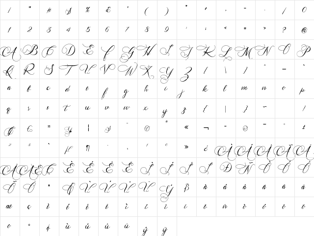 Hertina Regular  glyph index