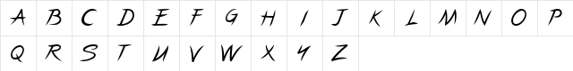Pincel Caps Regular  glyph index
