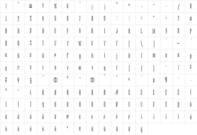 Malaise Regular  glyph index