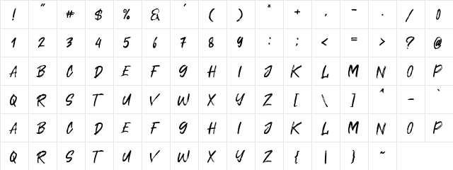 Cavatelo Regular  glyph index