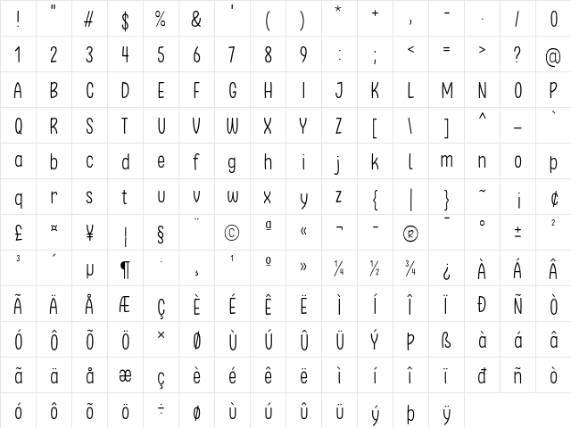 Clambake October Six Light Regular  glyph index